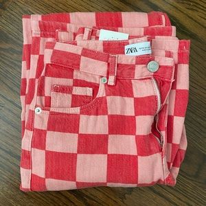 Zara Wide Legged Checkered Jeans